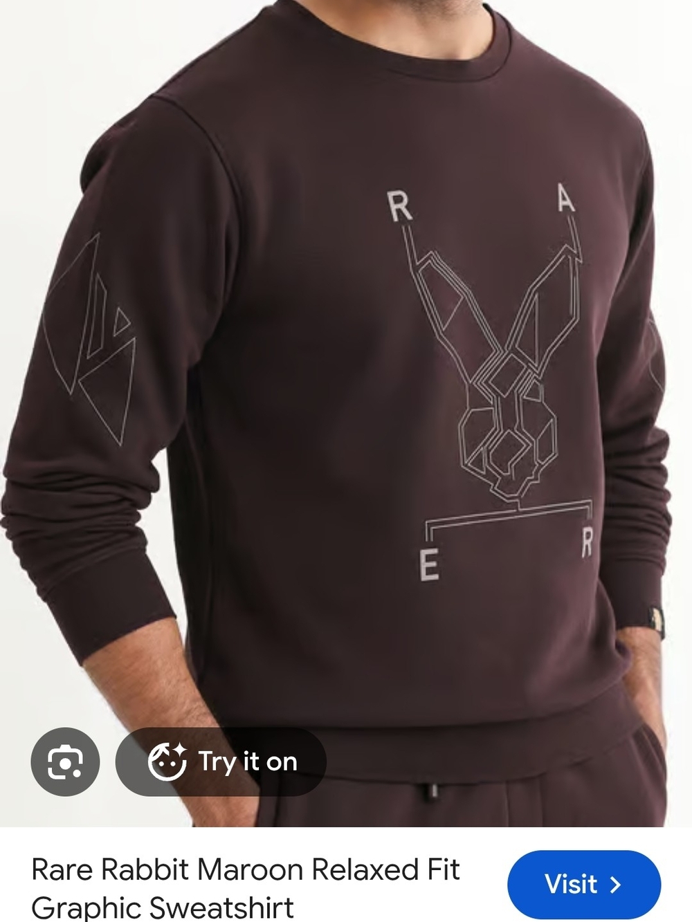 Mens Rare Rabbit Maroin Brown Sweatshirt Size M